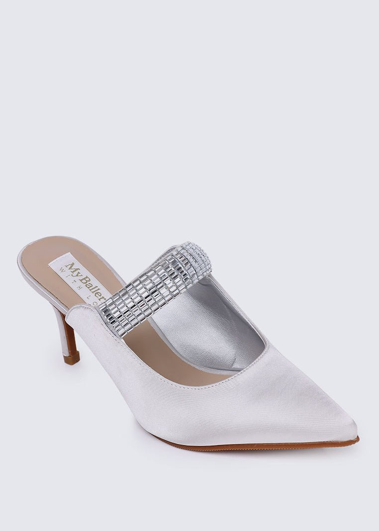 Ambre Comfy Heels In Silver - myballerine