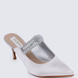 Ambre Comfy Heels In Silver - myballerine