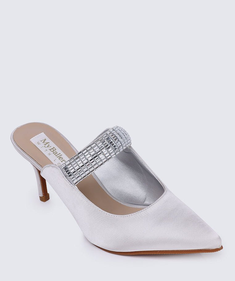 Ambre Comfy Heels In Silver - myballerine