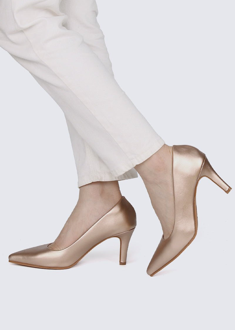 Ashley Comfy Pumps In Rose GoldShoes - myballerine