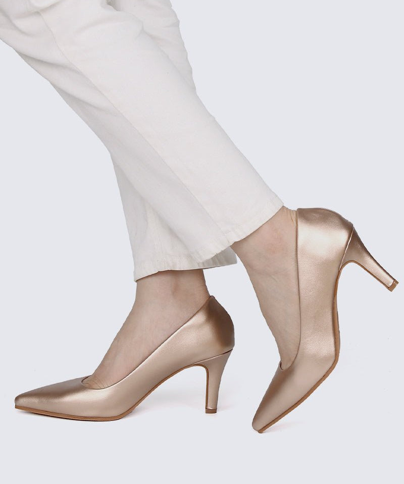 Ashley Comfy Pumps In Rose GoldShoes - myballerine