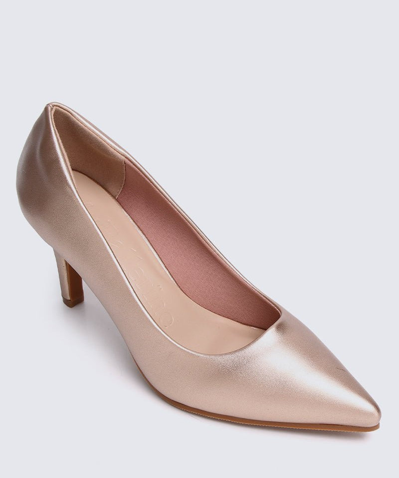Ashley Comfy Pumps In Rose GoldShoes - myballerine