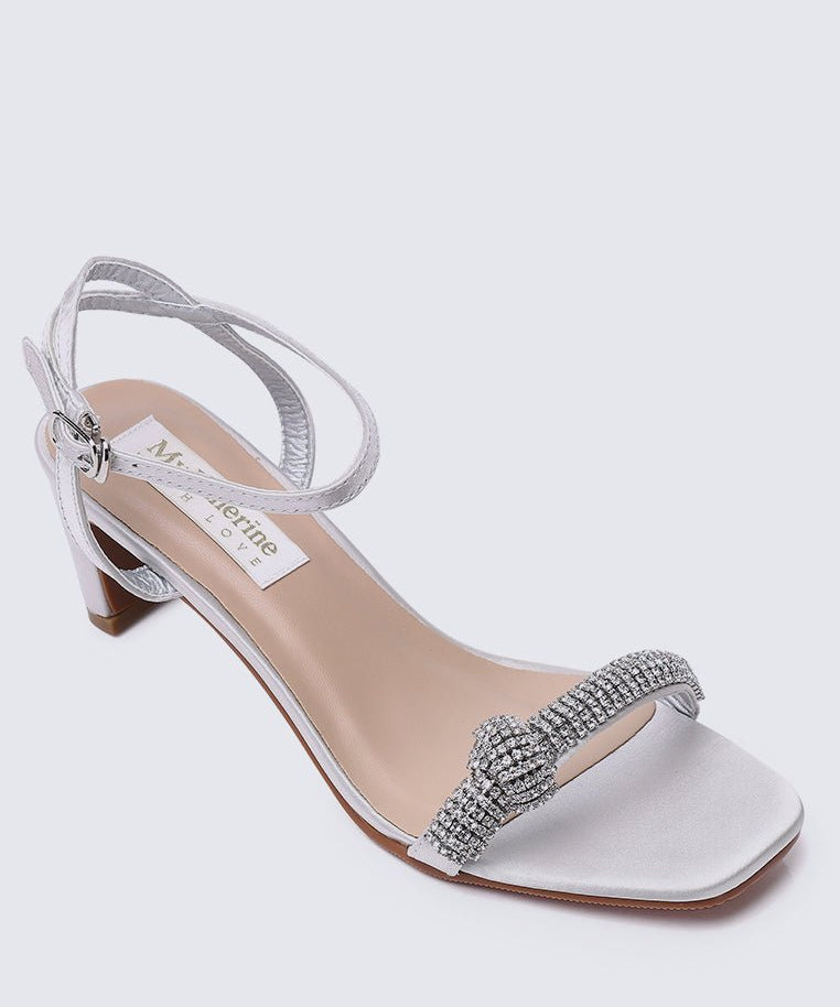 Audrey Comfy Heels In Silver - myballerine