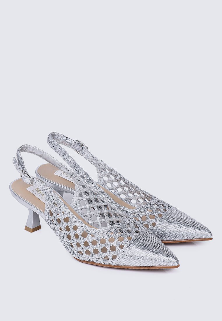 Aviva Comfy Heels In SilverShoes - myballerine