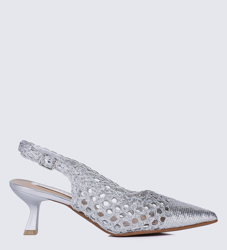 Aviva Comfy Heels In SilverShoes - myballerine