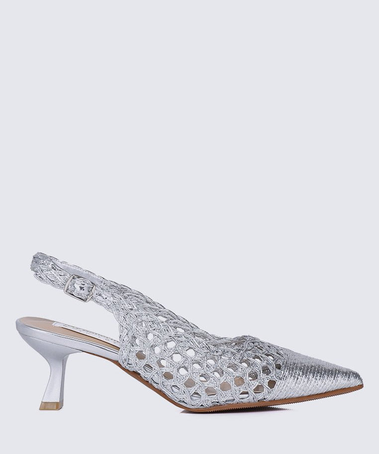 Aviva Comfy Heels In SilverShoes - myballerine
