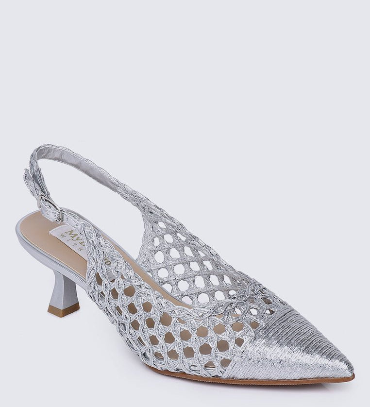 Aviva Comfy Heels In SilverShoes - myballerine