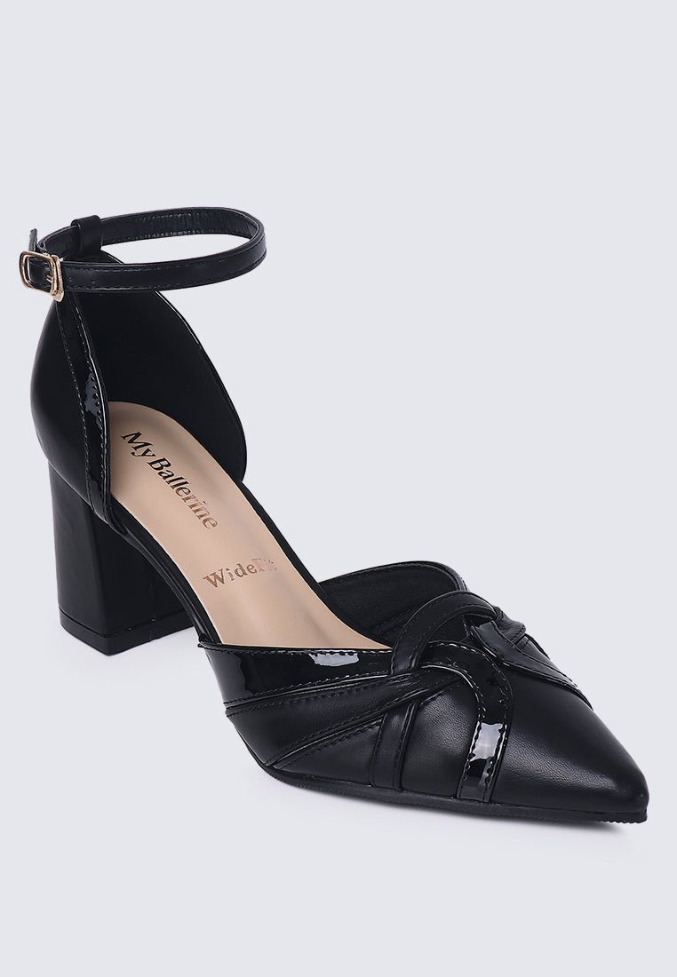 Aya WideFit Comfy Heels In BlackHeels - myballerine