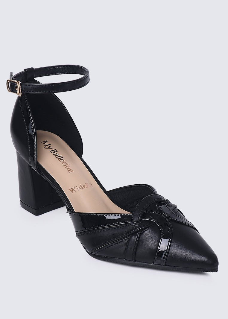 Aya WideFit Comfy Heels In BlackShoes - myballerine