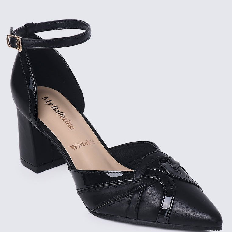 Aya WideFit Comfy Heels In BlackShoes - myballerine