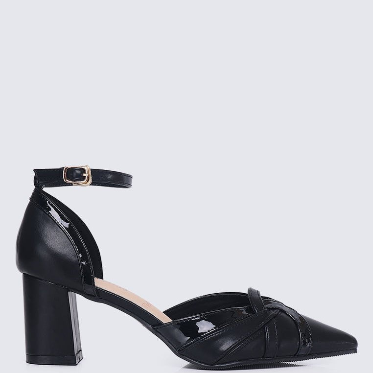 Aya WideFit Comfy Heels In BlackShoes - myballerine
