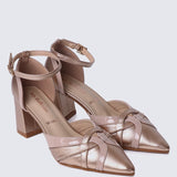 Aya WideFit Comfy Heels In Rose GoldHeels - myballerine