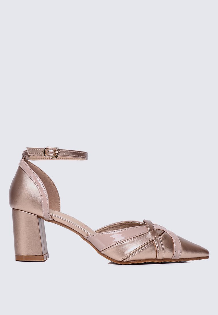 Aya WideFit Comfy Heels In Rose GoldHeels - myballerine