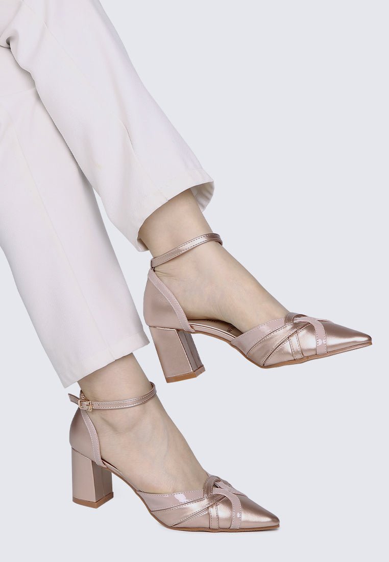 Aya WideFit Comfy Heels In Rose GoldHeels - myballerine
