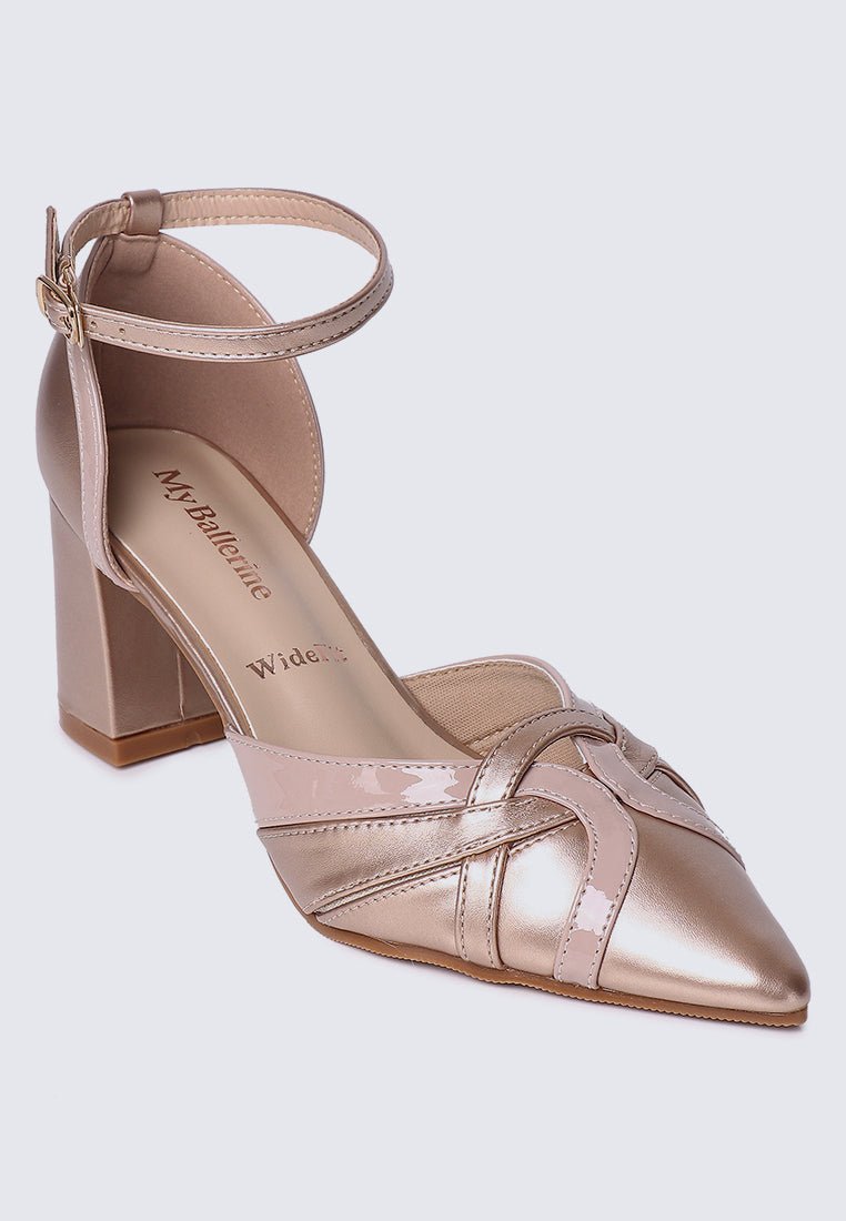 Aya WideFit Comfy Heels In Rose GoldHeels - myballerine