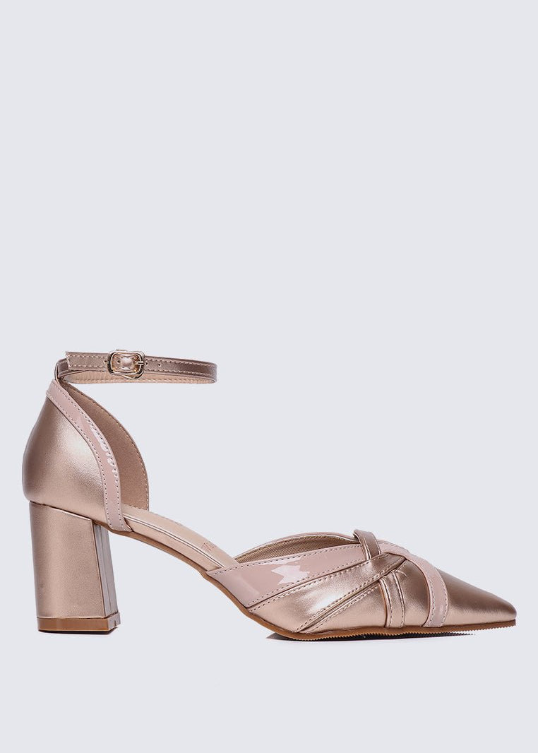 Aya WideFit Comfy Heels In Rose GoldShoes - myballerine