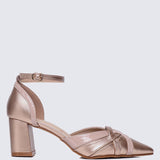 Aya WideFit Comfy Heels In Rose GoldShoes - myballerine