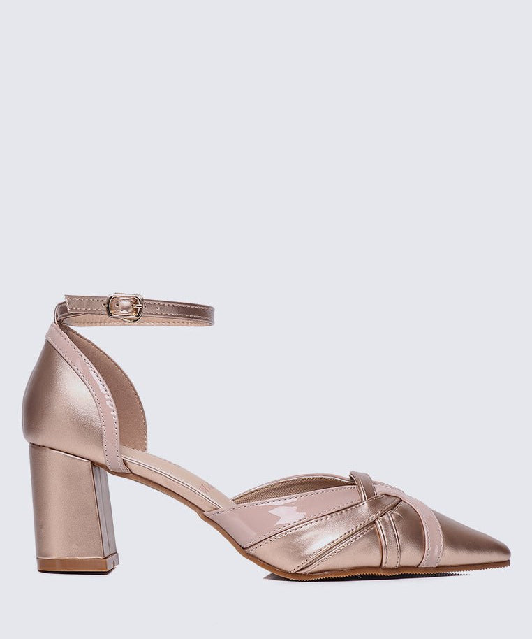 Aya WideFit Comfy Heels In Rose GoldShoes - myballerine