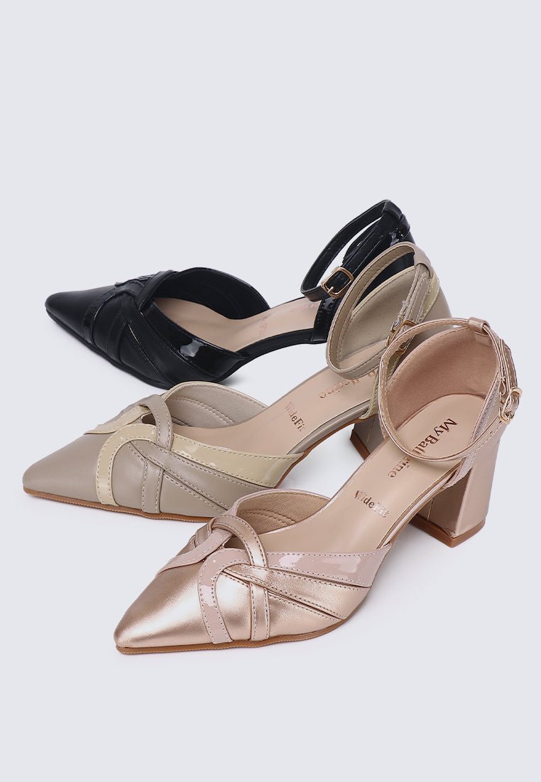 Aya WideFit Comfy Heels In TaupeHeels - myballerine