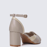 Aya WideFit Comfy Heels In TaupeHeels - myballerine