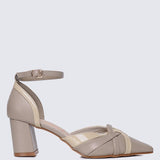 Aya WideFit Comfy Heels In TaupeShoes - myballerine