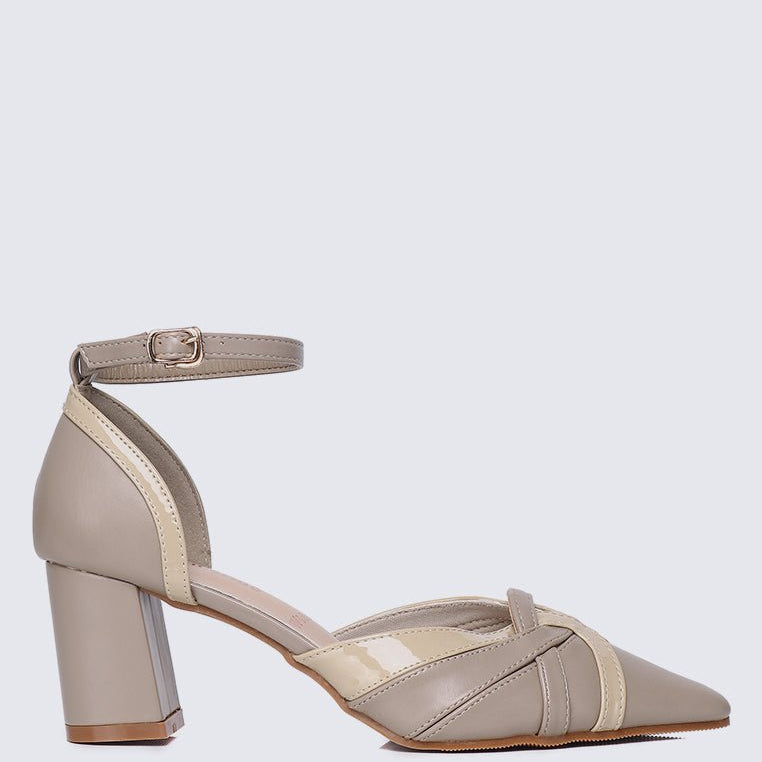 Aya WideFit Comfy Heels In TaupeShoes - myballerine
