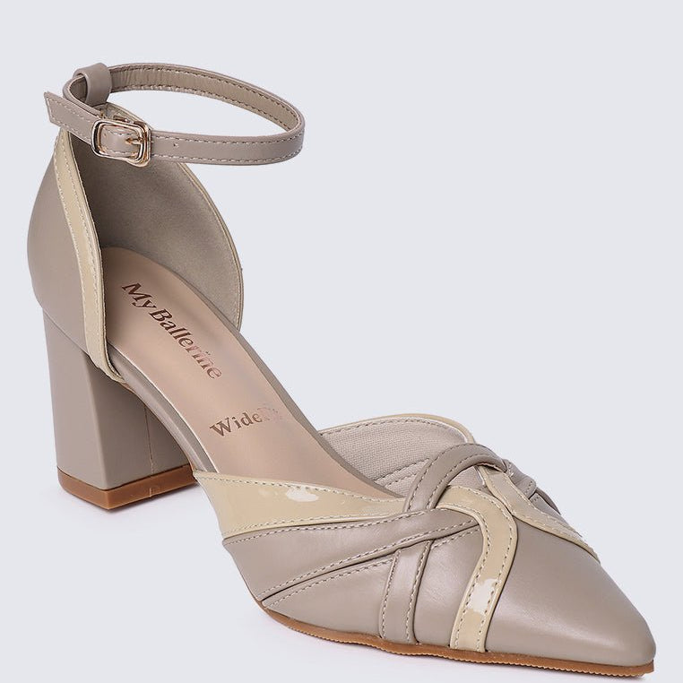 Aya WideFit Comfy Heels In TaupeShoes - myballerine