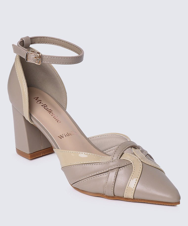 Aya WideFit Comfy Heels In TaupeShoes - myballerine