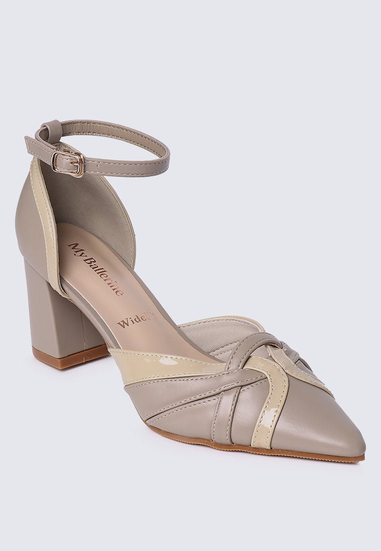 Aya WideFit Comfy Heels In TaupeShoes - myballerine