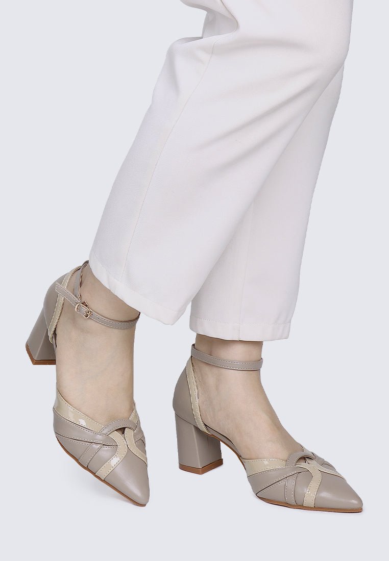 Aya WideFit Comfy Heels In TaupeShoes - myballerine