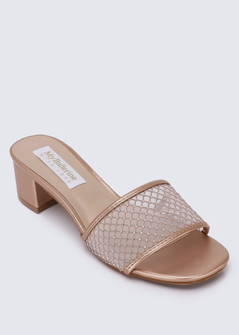Ayla Comfy Heels In ChampagneShoes - myballerine