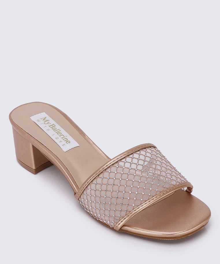 Ayla Comfy Heels In ChampagneShoes - myballerine