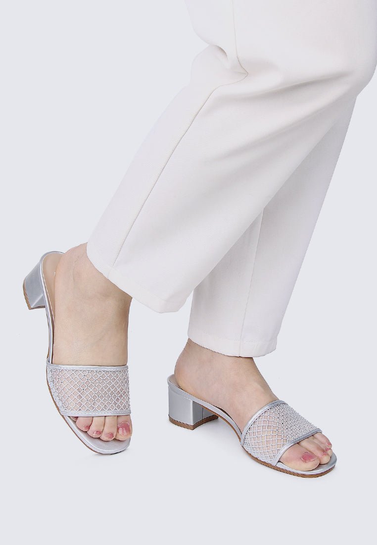 Ayla Comfy Heels In SilverShoes - myballerine