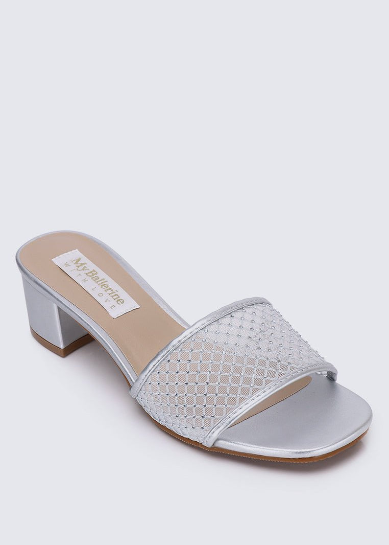 Ayla Comfy Heels In SilverShoes - myballerine