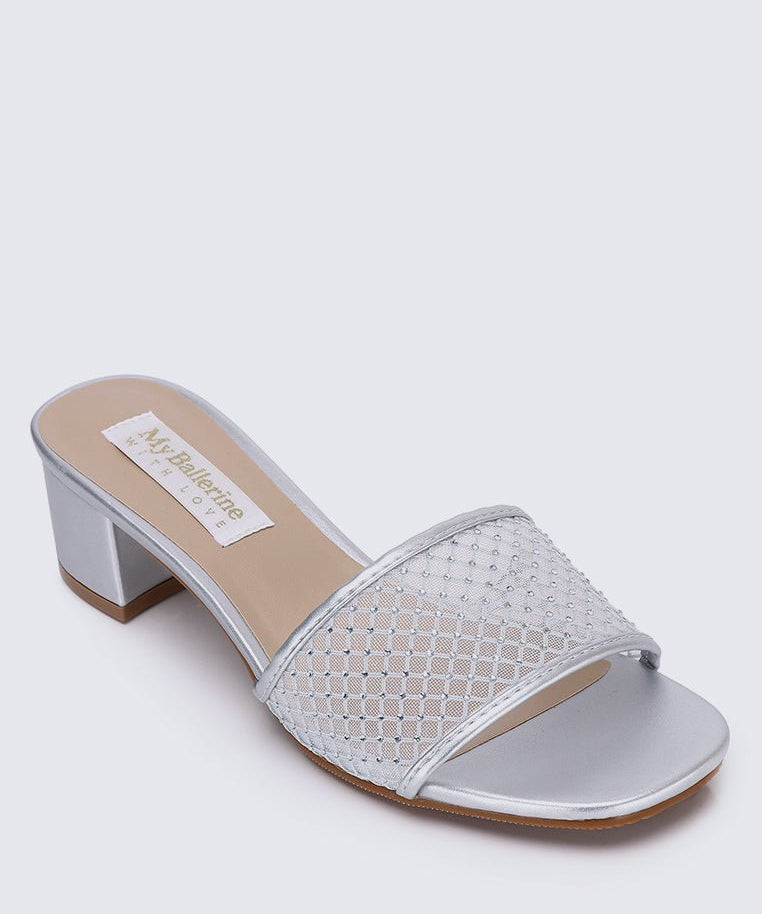 Ayla Comfy Heels In SilverShoes - myballerine