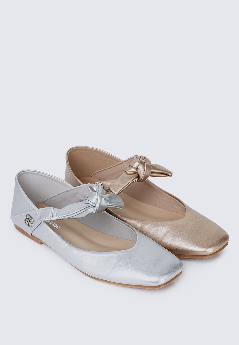 Brenee Comfy Ballerina In Silver - myballerine