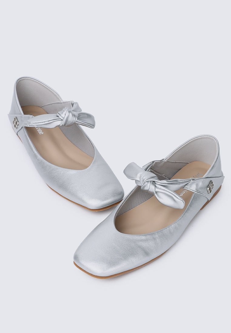 Brenee Comfy Ballerina In Silver - myballerine