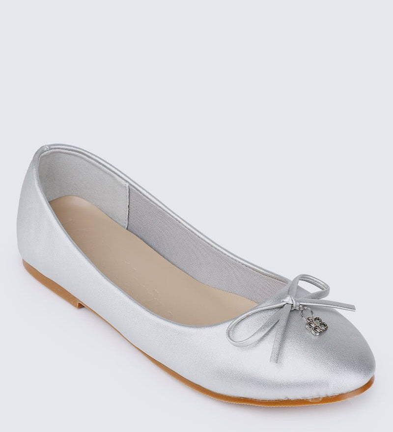 Briony Comfy Ballerina In Silver - myballerine