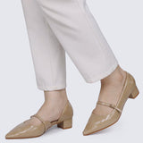 Catherine Ultra WideFit Comfy Heels In AlmondHeels - myballerine