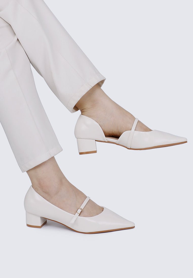 Catherine Ultra WideFit Comfy Heels In Off WhiteHeels - myballerine