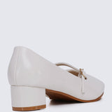 Catherine Ultra WideFit Comfy Heels In Off WhiteHeels - myballerine