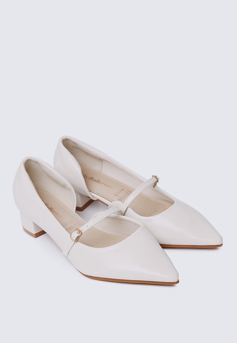 Catherine Ultra WideFit Comfy Heels In Off WhiteHeels - myballerine