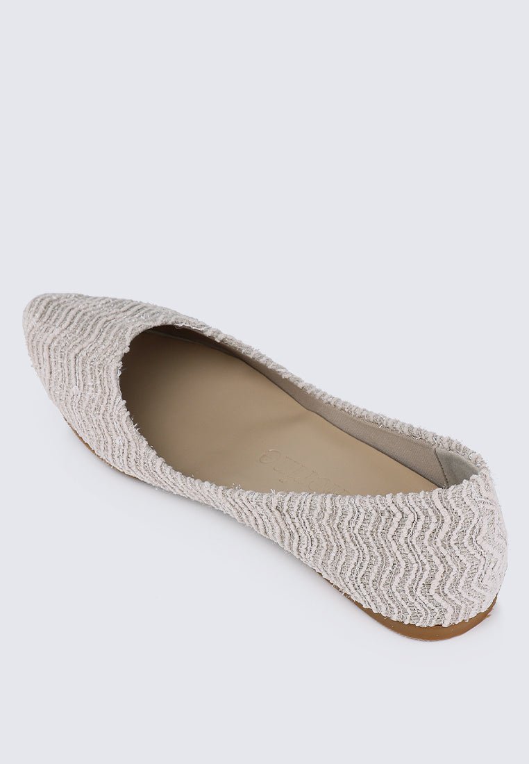 Cece Tweed Comfy Ballerina In BeigeShoes - myballerine