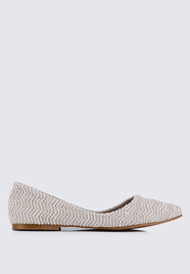 Cece Tweed Comfy Ballerina In BeigeShoes - myballerine