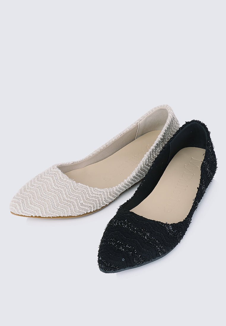 Cece Tweed Comfy Ballerina In BeigeShoes - myballerine