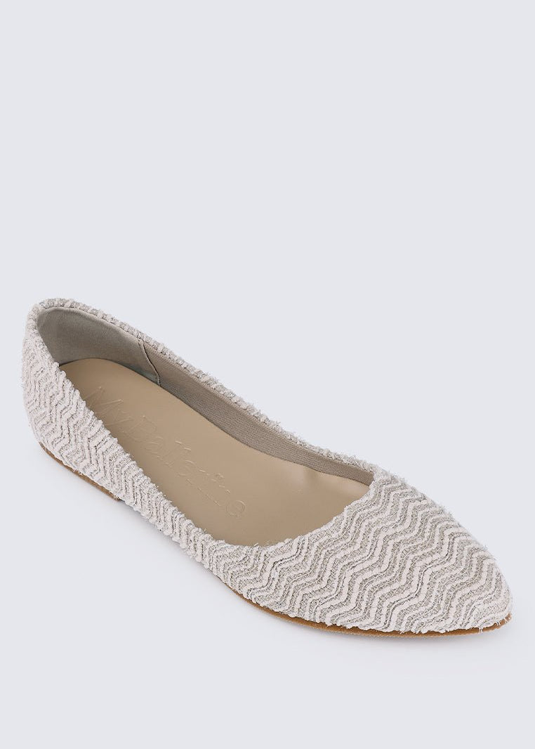 Cece Tweed Comfy Ballerina In BeigeShoes - myballerine
