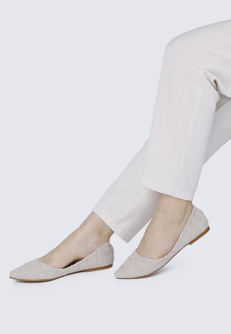 Cece Tweed Comfy Ballerina In BeigeShoes - myballerine