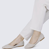 Cece Tweed Comfy Ballerina In BeigeShoes - myballerine