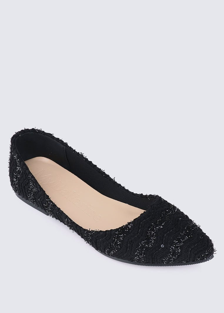 Cece Tweed Comfy Ballerina In BlackShoes - myballerine