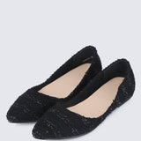Cece Tweed Comfy Ballerina In BlackShoes - myballerine